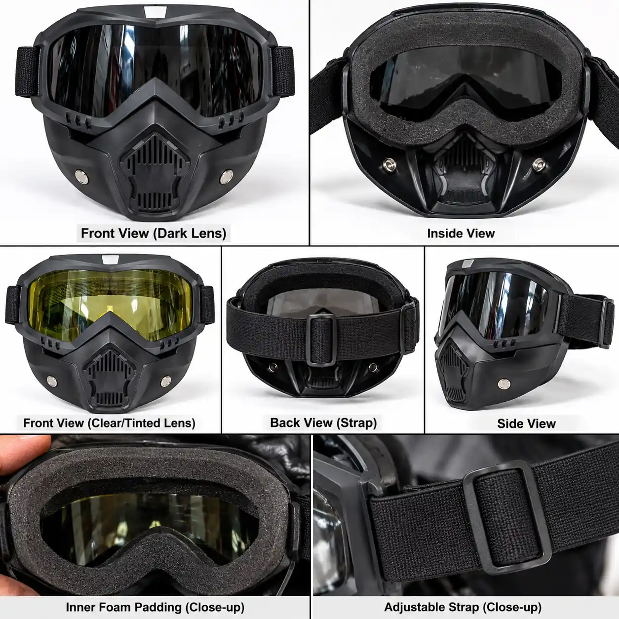 Motorcycle Helmet Riding Goggles with Face Mask